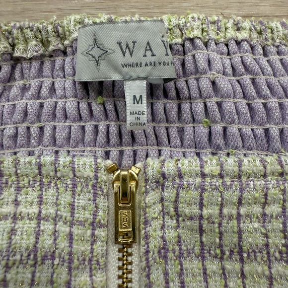 WAYF Zipper-Front Tweed Corset Style Crop Top - Picture 2 of 5